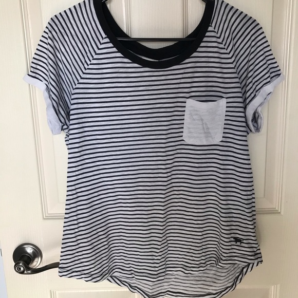 PINK Victoria's Secret Tops - 🐝Pink Short Sleeved Stripped Shirt